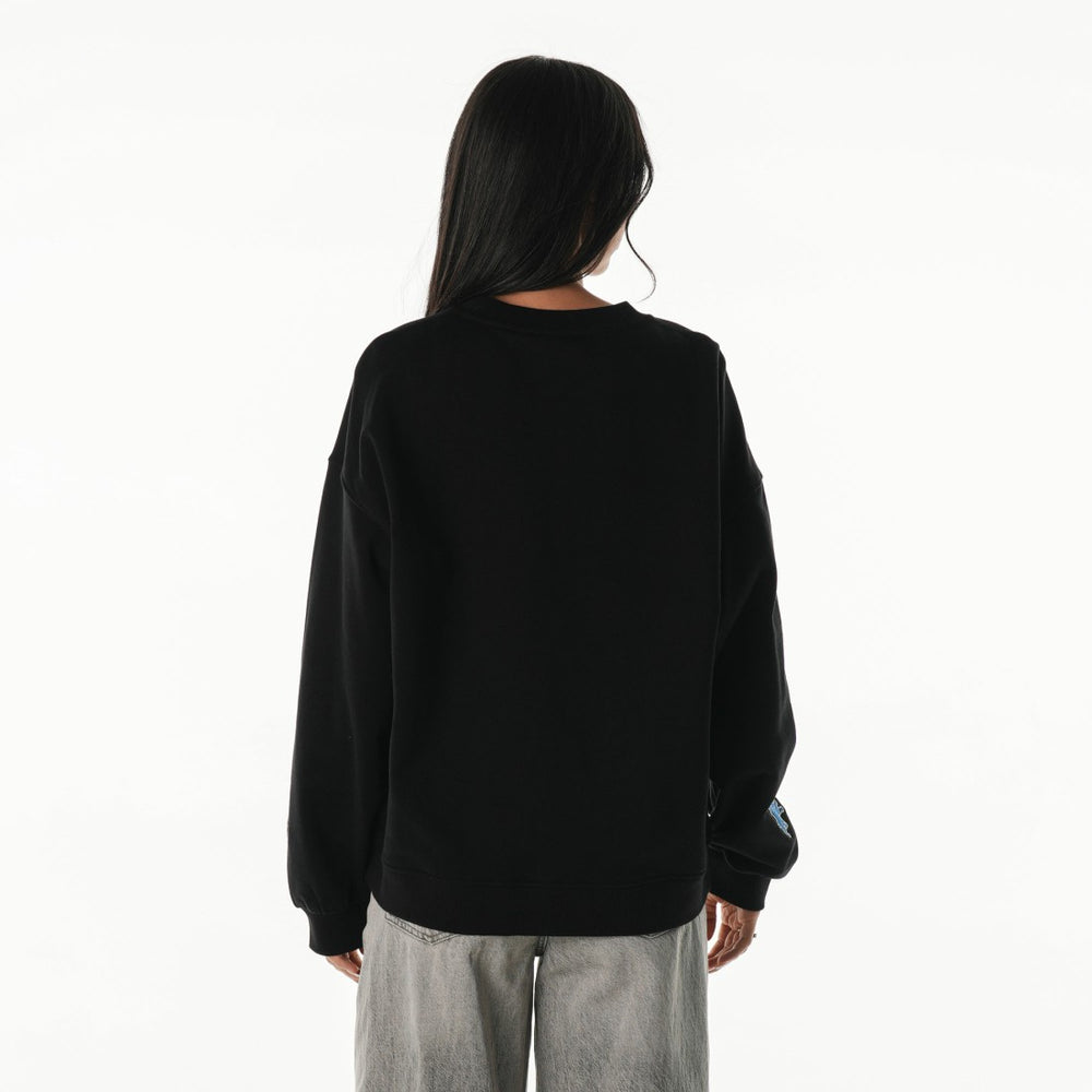 Detroit Lions The Wild Collective Women's Rock Crystal Oversized Crewneck Sweatshirt Black - NFL