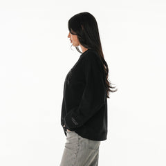Detroit Lions The Wild Collective Women's Rock Crystal Oversized Crewneck Sweatshirt Black - NFL