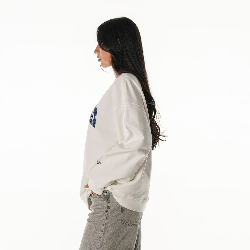 Indianapolis Colts The Wild Collective Women's Rock Crystal Oversized Crewneck Sweatshirt White - NFL