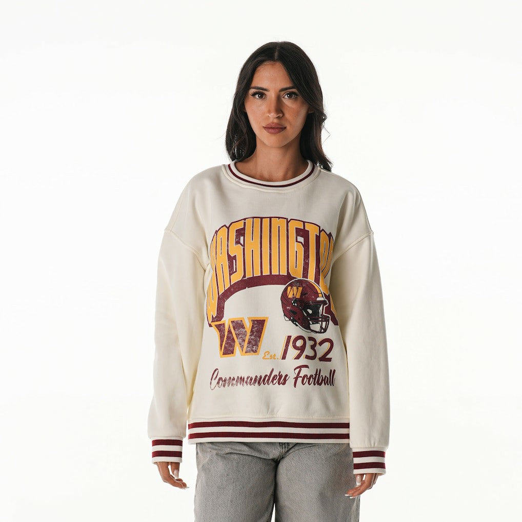 Washington Commanders The Wild Collective Women's Oversized Vintage French Terry Sweatshirt Cream - NFL