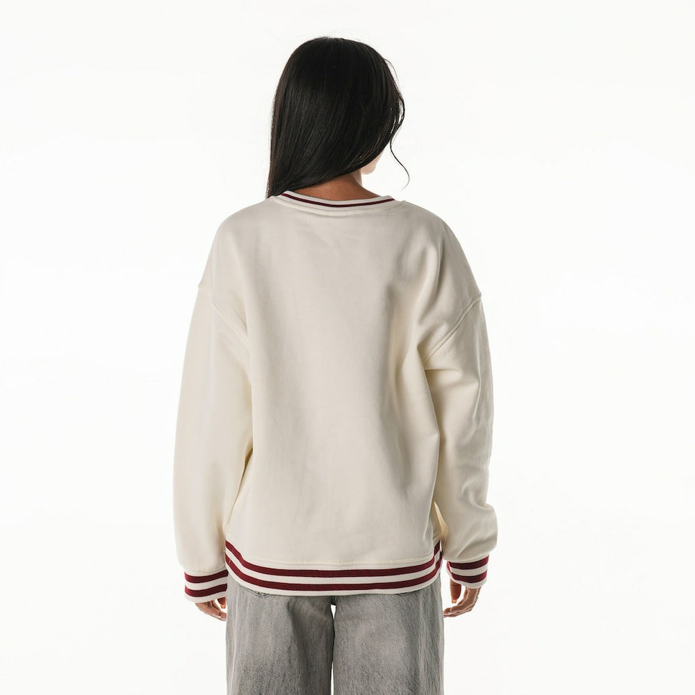 Washington Commanders The Wild Collective Women's Oversized Vintage French Terry Sweatshirt Cream - NFL
