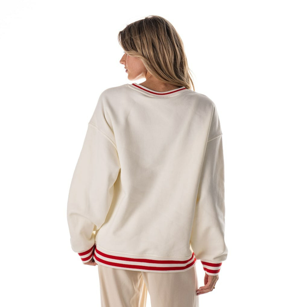Kansas City Chiefs The Wild Collective Women's Oversized Vintage French Terry Sweatshirt Cream - NFL
