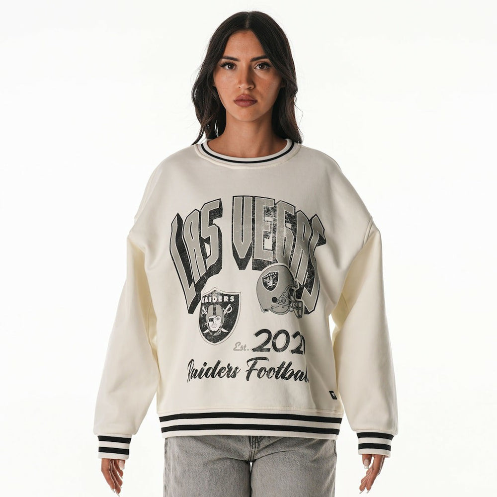 Las Vegas Raiders The Wild Collective Women's Oversized Vintage French Terry Sweatshirt Cream - NFL
