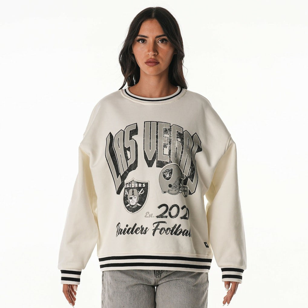 Las Vegas Raiders The Wild Collective Women's Oversized Vintage French Terry Sweatshirt Cream - NFL