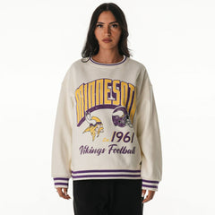 Minnesota Vikings The Wild Collective Women's Oversized Vintage French Terry Sweatshirt Cream - NFL