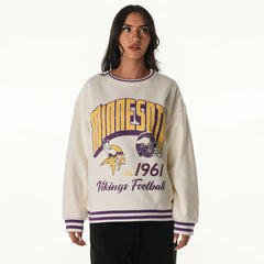 Minnesota Vikings The Wild Collective Women's Oversized Vintage French Terry Sweatshirt Cream - NFL
