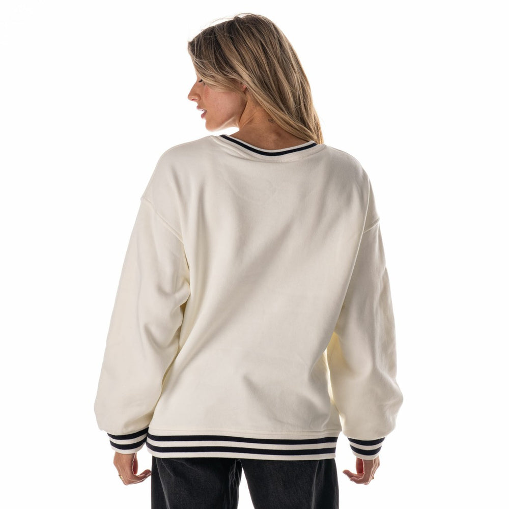 Houston Texans The Wild Collective Women's Oversized Vintage French Terry Sweatshirt Cream - NFL