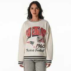 New England Patriots The Wild Collective Women's Oversized Vintage French Terry Sweatshirt Cream - NFL