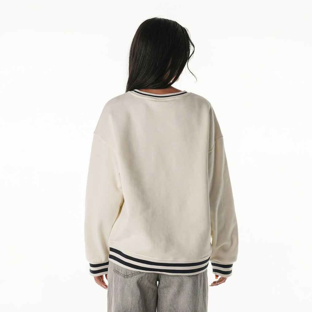 New England Patriots The Wild Collective Women's Oversized Vintage French Terry Sweatshirt Cream - NFL