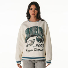 Philadelphia Eagles The Wild Collective Women's Oversized Vintage French Terry Sweatshirt Cream - NFL