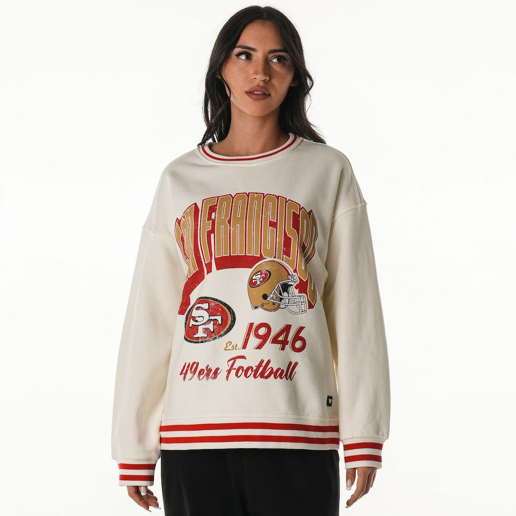 San Francisco 49ers The Wild Collective Women's Oversized Vintage French Terry Sweatshirt Cream - NFL