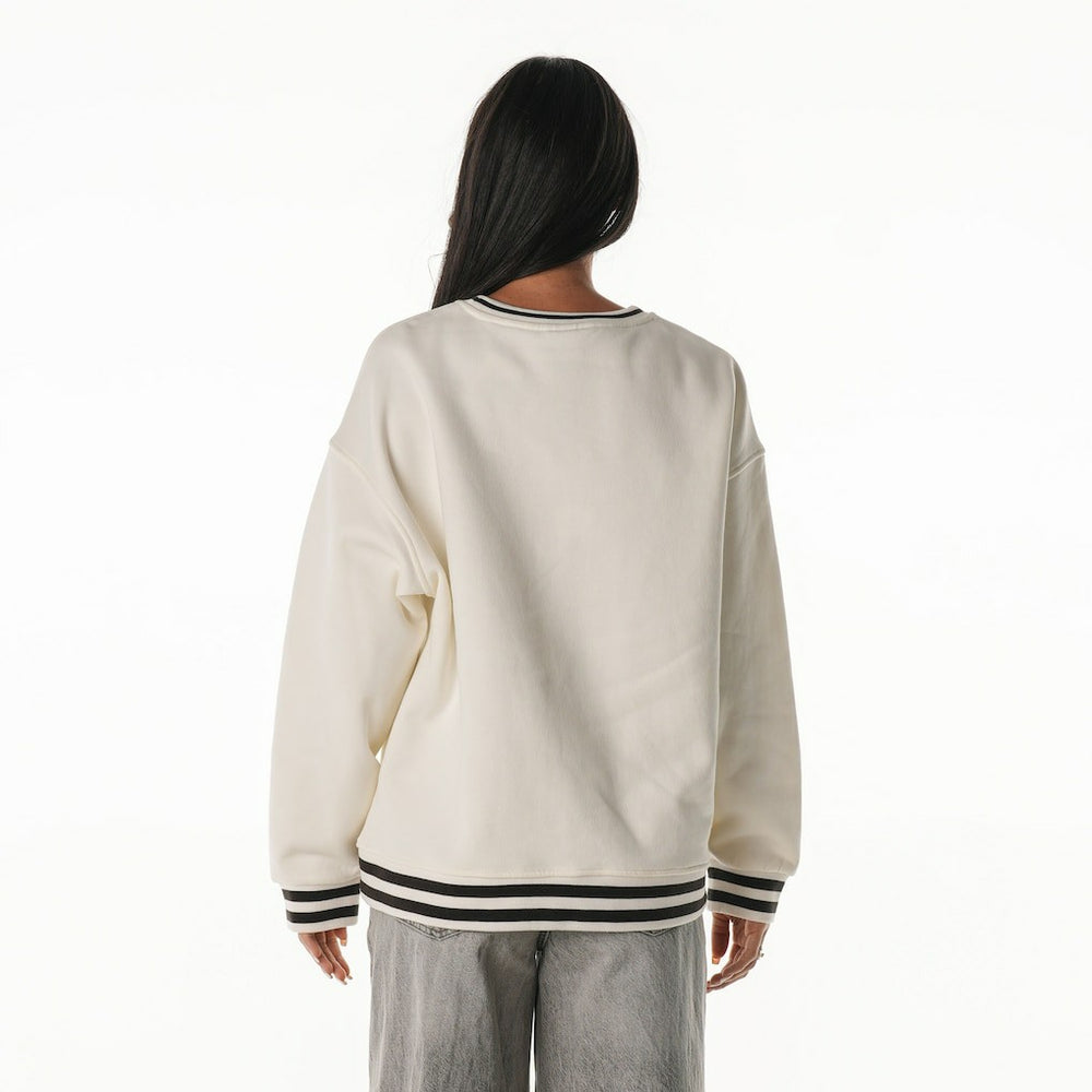 Cleveland Browns The Wild Collective Women's Oversized Vintage French Terry Sweatshirt Cream - NFL