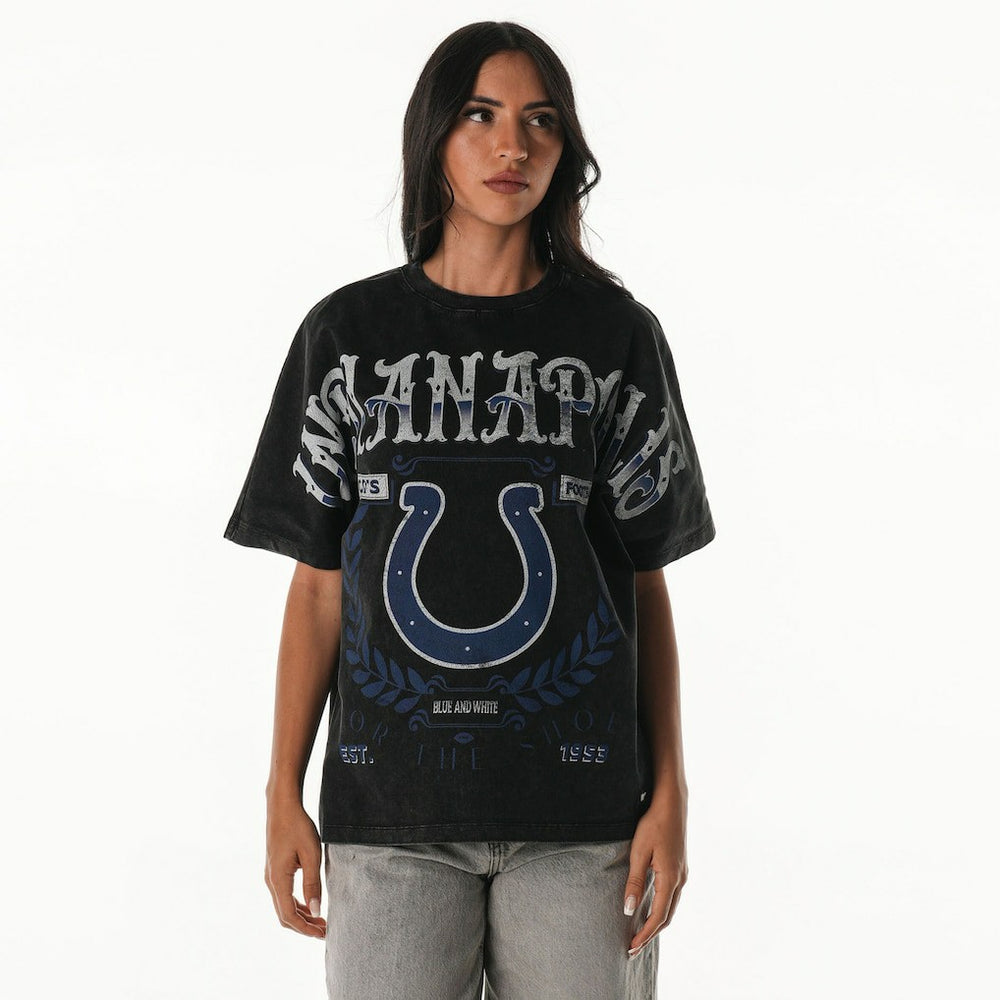 Indianapolis Colts The Wild Collective Women's Laurel Premium Baggy Dolman T-Shirt Black - NFL