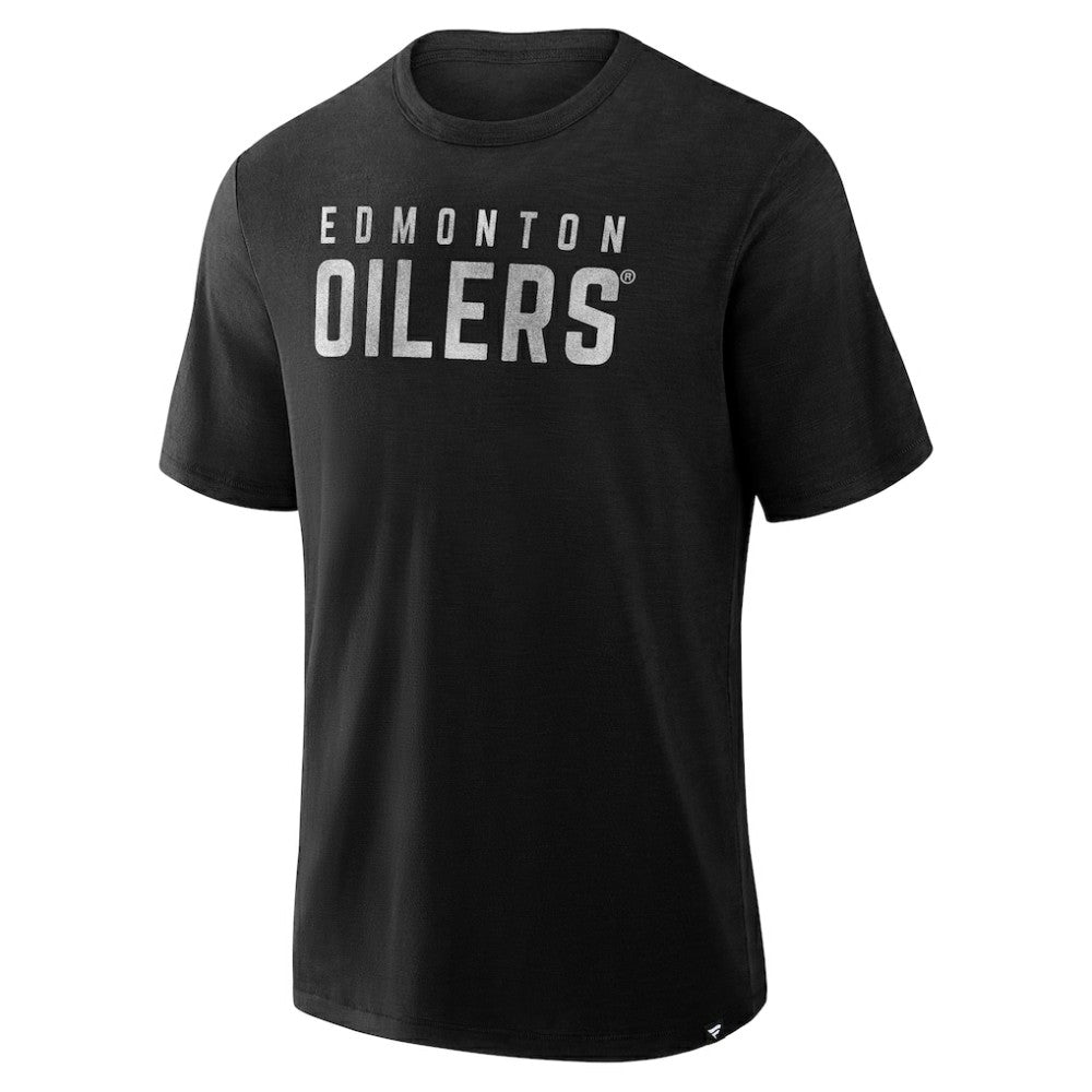 Edmonton Oilers - Fanatics Play Distressed Wordmark Stadium Slub T-Shirt Black