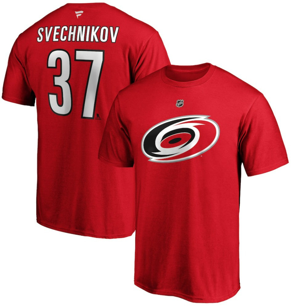 Andrei Svechnikov Carolina Hurricanes - Fanatics Authentic Stack Name & Number T-Shirt Red