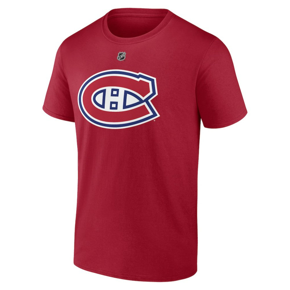 Cole Caufield Montreal Canadiens - Fanatics Authentic Stack Name & Number T-Shirt Red