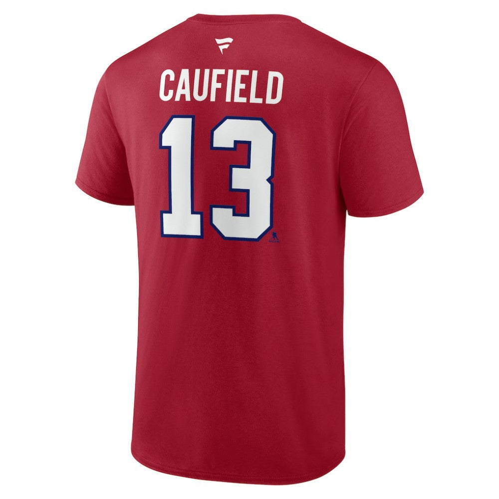 Cole Caufield Montreal Canadiens - Fanatics Authentic Stack Name & Number T-Shirt Red