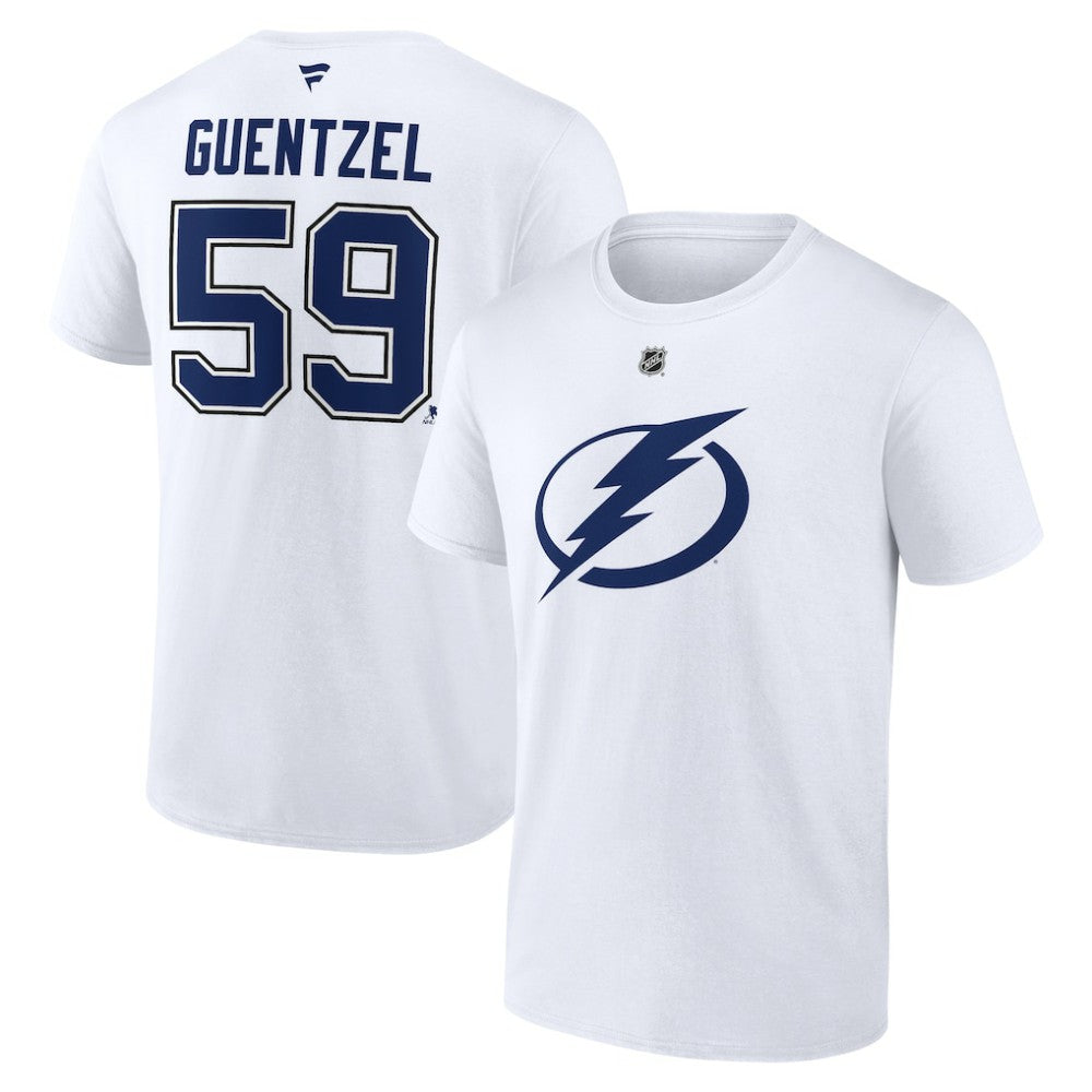 Jake Guentzel Tampa Bay Lightning - Fanatics Authentic Stack Name & Number T-Shirt White