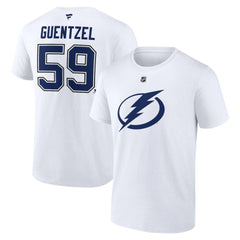 Jake Guentzel Tampa Bay Lightning - Fanatics Authentic Stack Name & Number T-Shirt White