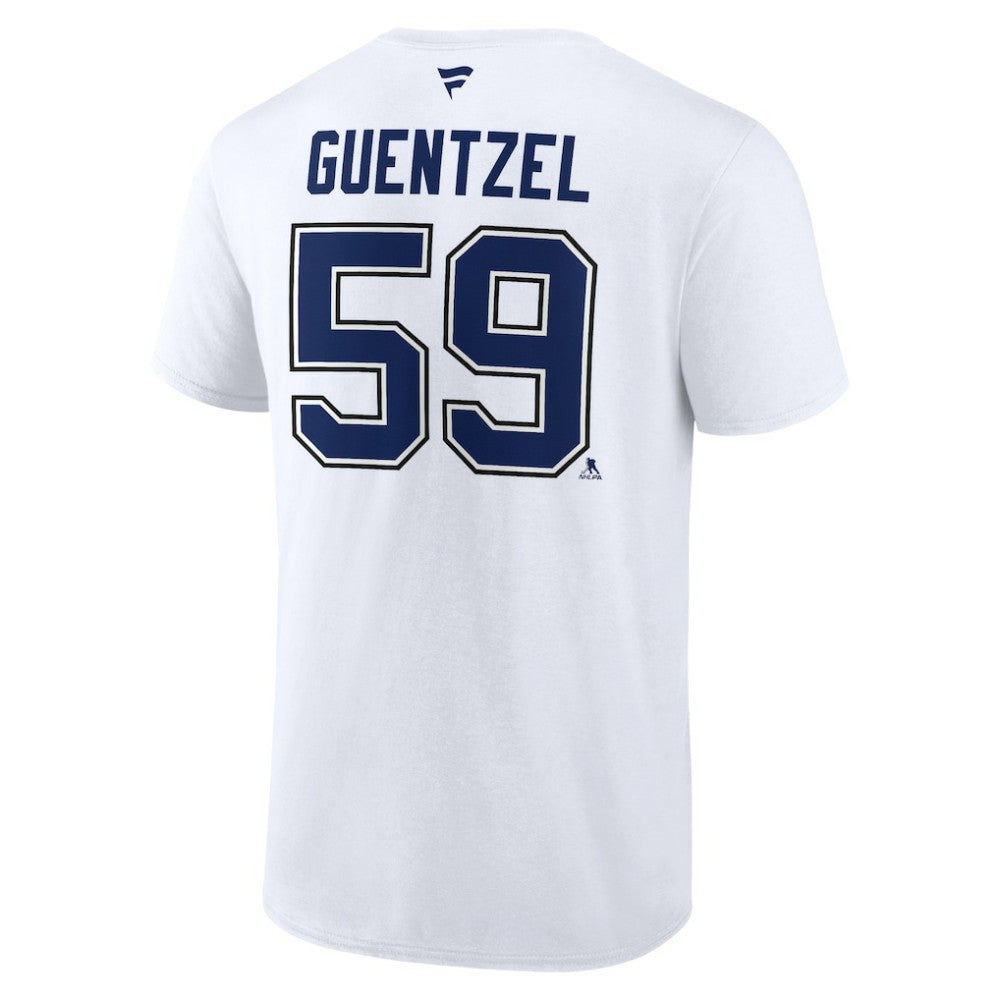 Jake Guentzel Tampa Bay Lightning - Fanatics Authentic Stack Name & Number T-Shirt White