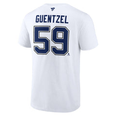 Jake Guentzel Tampa Bay Lightning - Fanatics Authentic Stack Name & Number T-Shirt White