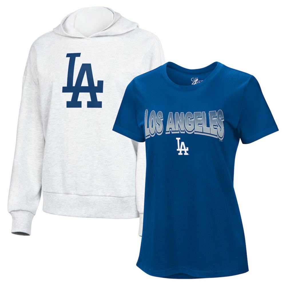 Los Angeles Dodgers G-III 4Her by Carl Banks Women's T-Shirt and Hoodie Combo Pack Lifestyle