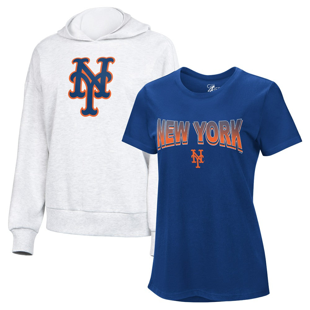 New York Mets G-III 4Her by Carl Banks Women's T-Shirt and Hoodie Combo Pack Lifestyle
