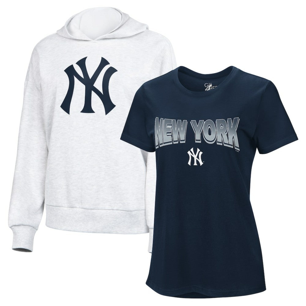 New York Yankees G-III 4Her by Carl Banks Women's T-Shirt and Hoodie Combo Pack Clearance