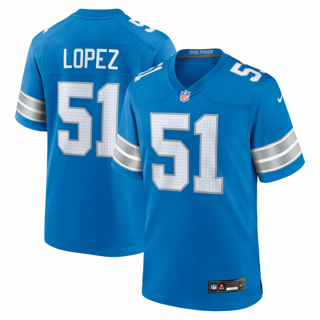 Roy Lopez Detroit Lions Team Game Jersey - Blue | NFL Jerseys