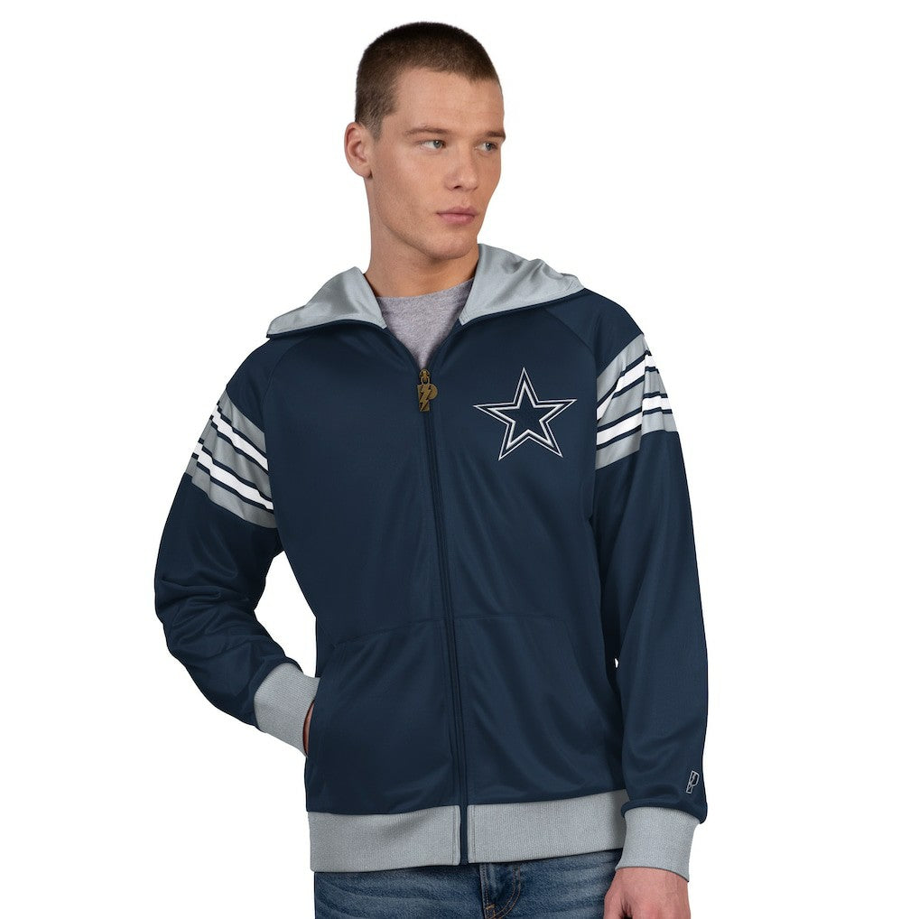 Dallas Cowboys Pro Player Helmet Full-Zip Hooded Track Jacket Navy/Gray - NFL