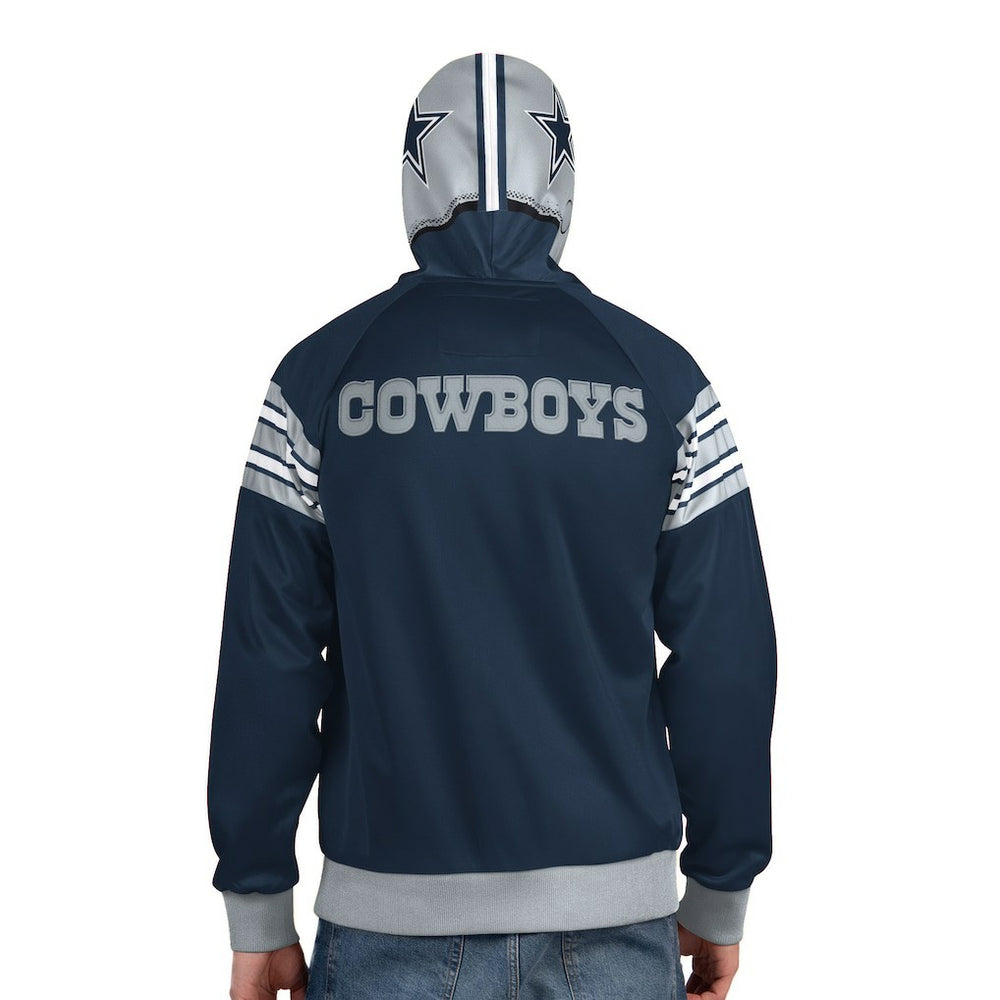 Dallas Cowboys Pro Player Helmet Full-Zip Hooded Track Jacket Navy/Gray - NFL
