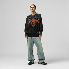 Chicago Bears Women's Delineate Mineral Wash Crewneck Sweatshirt Black - Mitchell & Ness