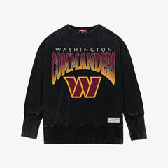 Washington Commanders Women's Delineate Mineral Wash Crewneck Sweatshirt Black - Mitchell & Ness