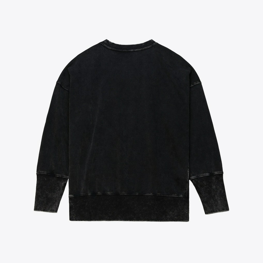 New York Giants Women's Delineate Mineral Wash Crewneck Sweatshirt Black - Mitchell & Ness