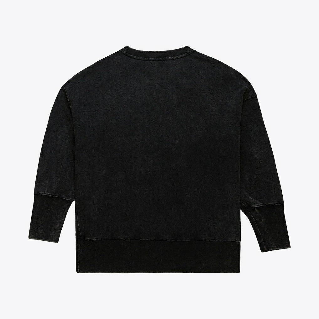 Pittsburgh Steelers Women's Delineate Mineral Wash Crewneck Sweatshirt Black - Mitchell & Ness