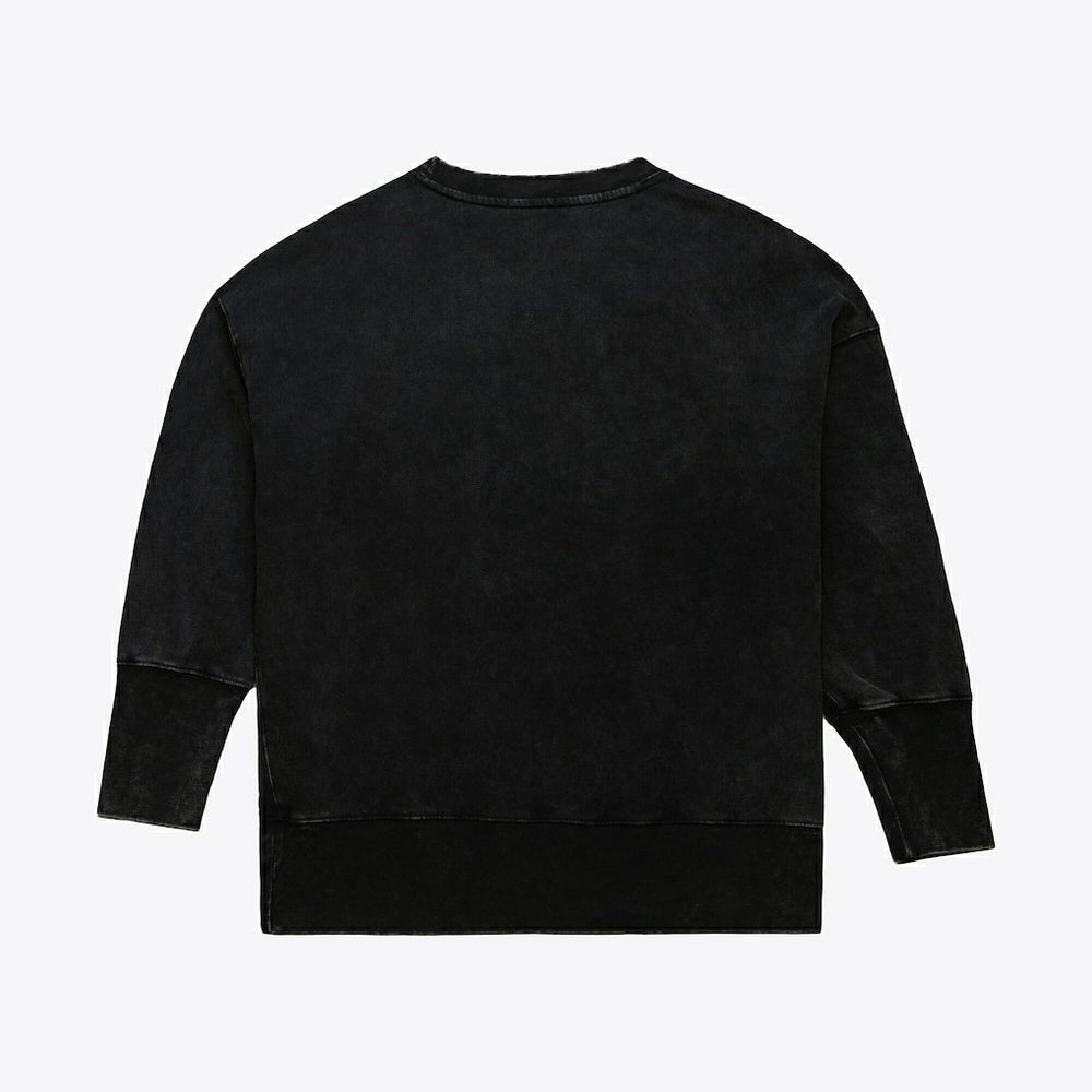 Pittsburgh Steelers Women's Delineate Mineral Wash Crewneck Sweatshirt Black - Mitchell & Ness