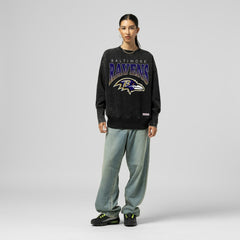 Baltimore Ravens Women's Delineate Mineral Wash Crewneck Sweatshirt Black - Mitchell & Ness