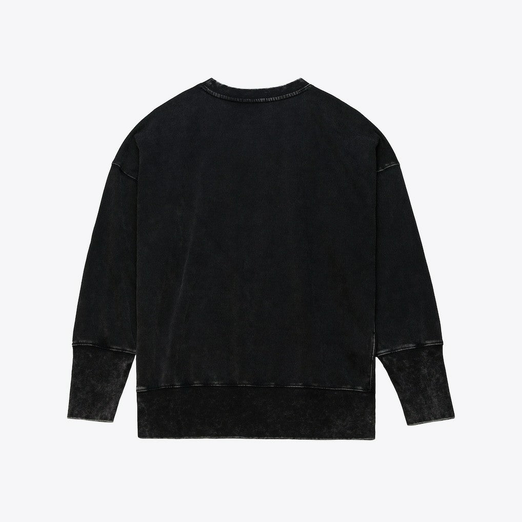Baltimore Ravens Women's Delineate Mineral Wash Crewneck Sweatshirt Black - Mitchell & Ness
