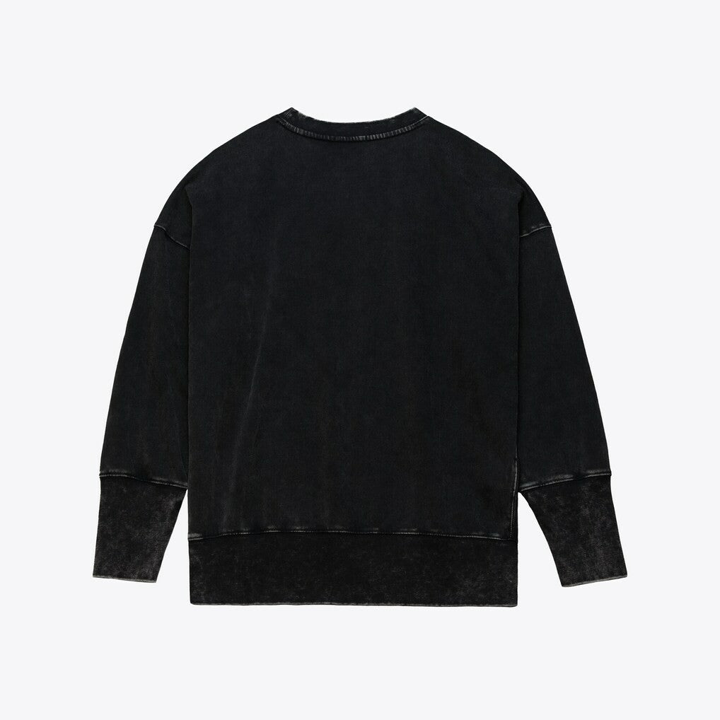 San Francisco 49ers Women's Delineate Mineral Wash Crewneck Sweatshirt Black - Mitchell & Ness