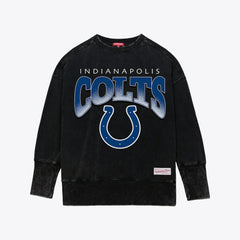 Indianapolis Colts Women's Delineate Mineral Wash Crewneck Sweatshirt Black - Mitchell & Ness