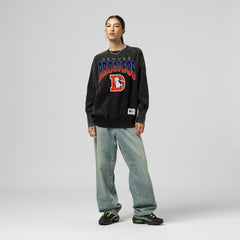 Denver Broncos Women's Delineate Mineral Wash Crewneck Sweatshirt Black - Mitchell & Ness