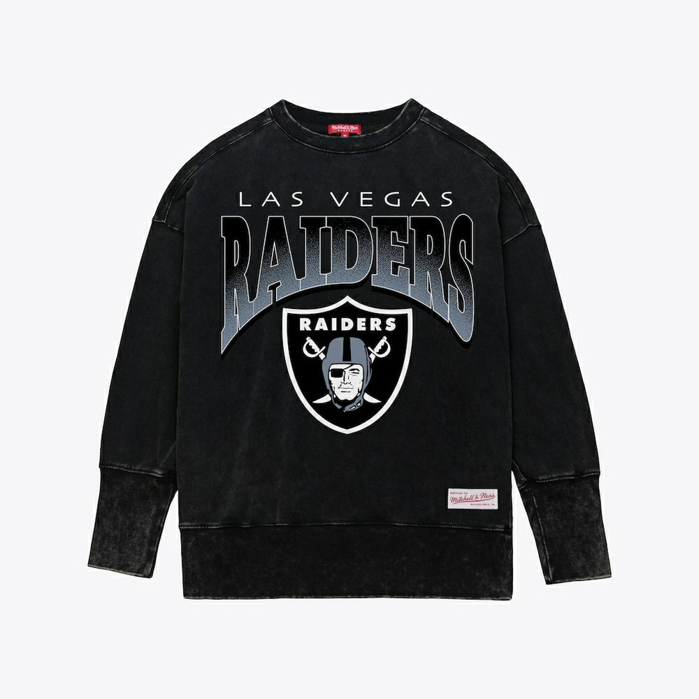 Las Vegas Raiders Women's Delineate Mineral Wash Crewneck Sweatshirt Black - Mitchell & Ness