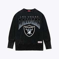 Las Vegas Raiders Women's Delineate Mineral Wash Crewneck Sweatshirt Black - Mitchell & Ness