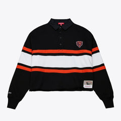 Chicago Bears Women's Cropped Long Sleeve Rugby Polo Black - Mitchell & Ness