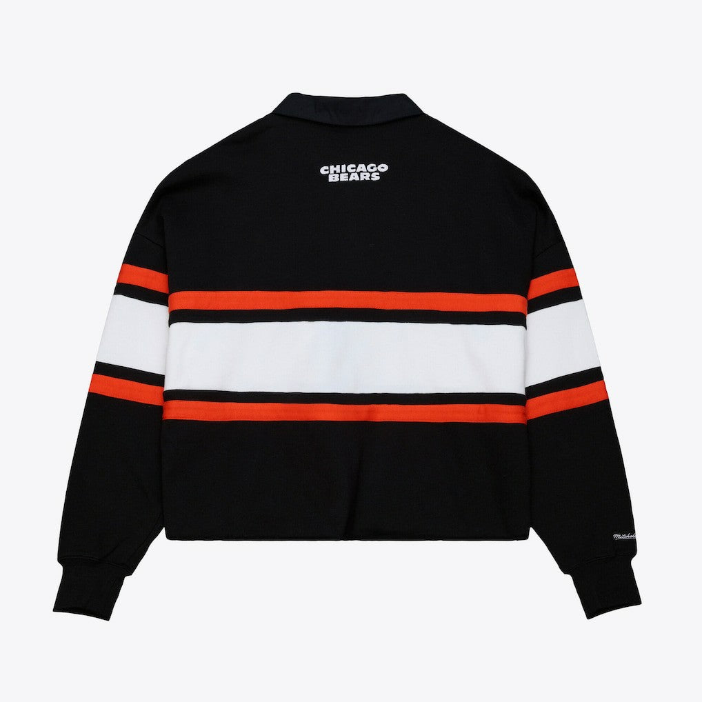 Chicago Bears Women's Cropped Long Sleeve Rugby Polo Black - Mitchell & Ness