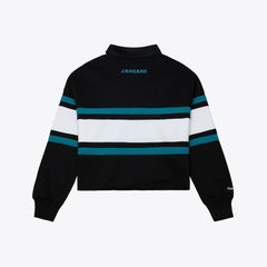 Jacksonville Jaguars Women's Throwback Cropped Long Sleeve Rugby Polo Black - Mitchell & Ness