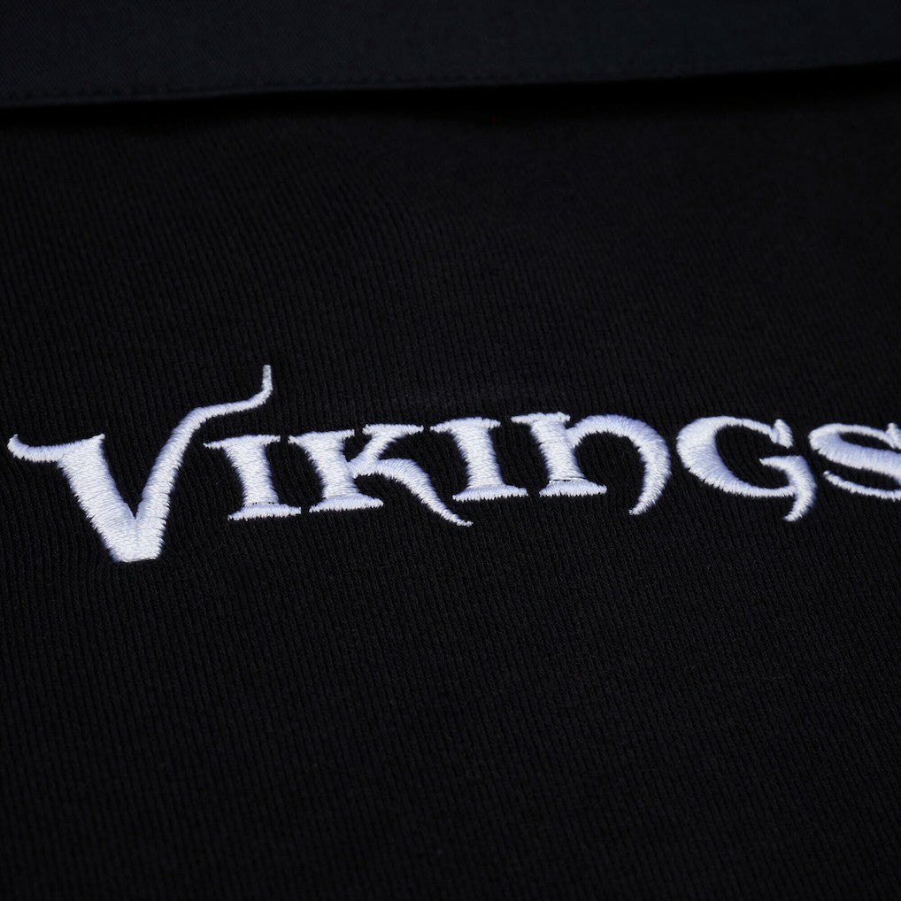 Minnesota Vikings Women's Cropped Long Sleeve Rugby Polo Black - Mitchell & Ness