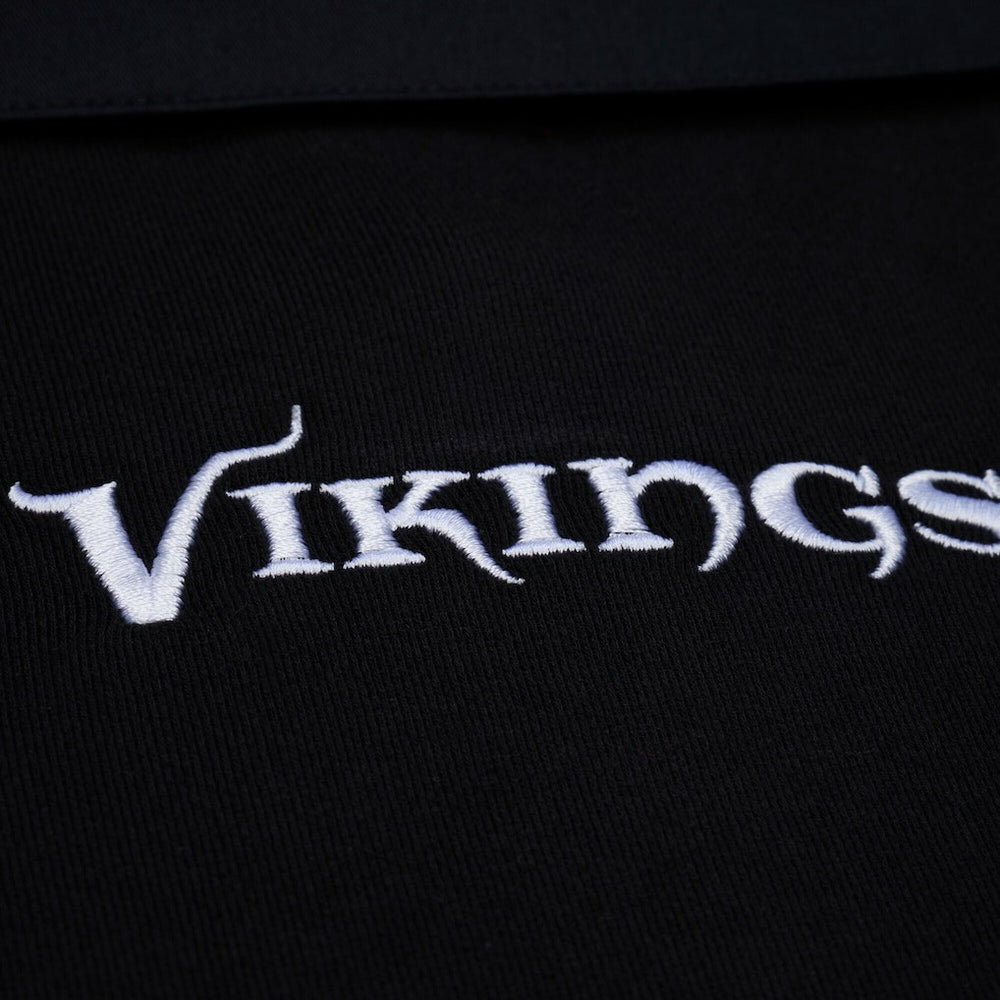 Minnesota Vikings Women's Cropped Long Sleeve Rugby Polo Black - Mitchell & Ness