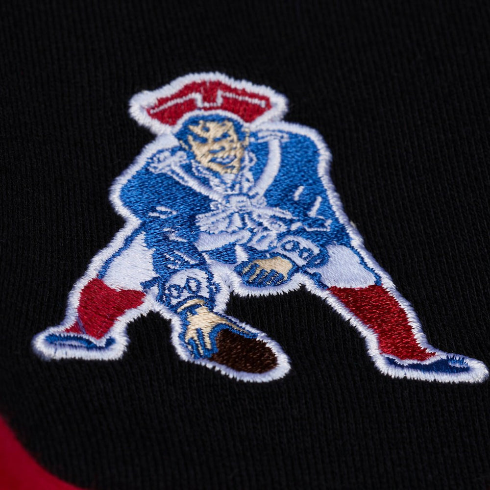 New England Patriots Women's Throwback Cropped Long Sleeve Rugby Polo Black - Mitchell & Ness