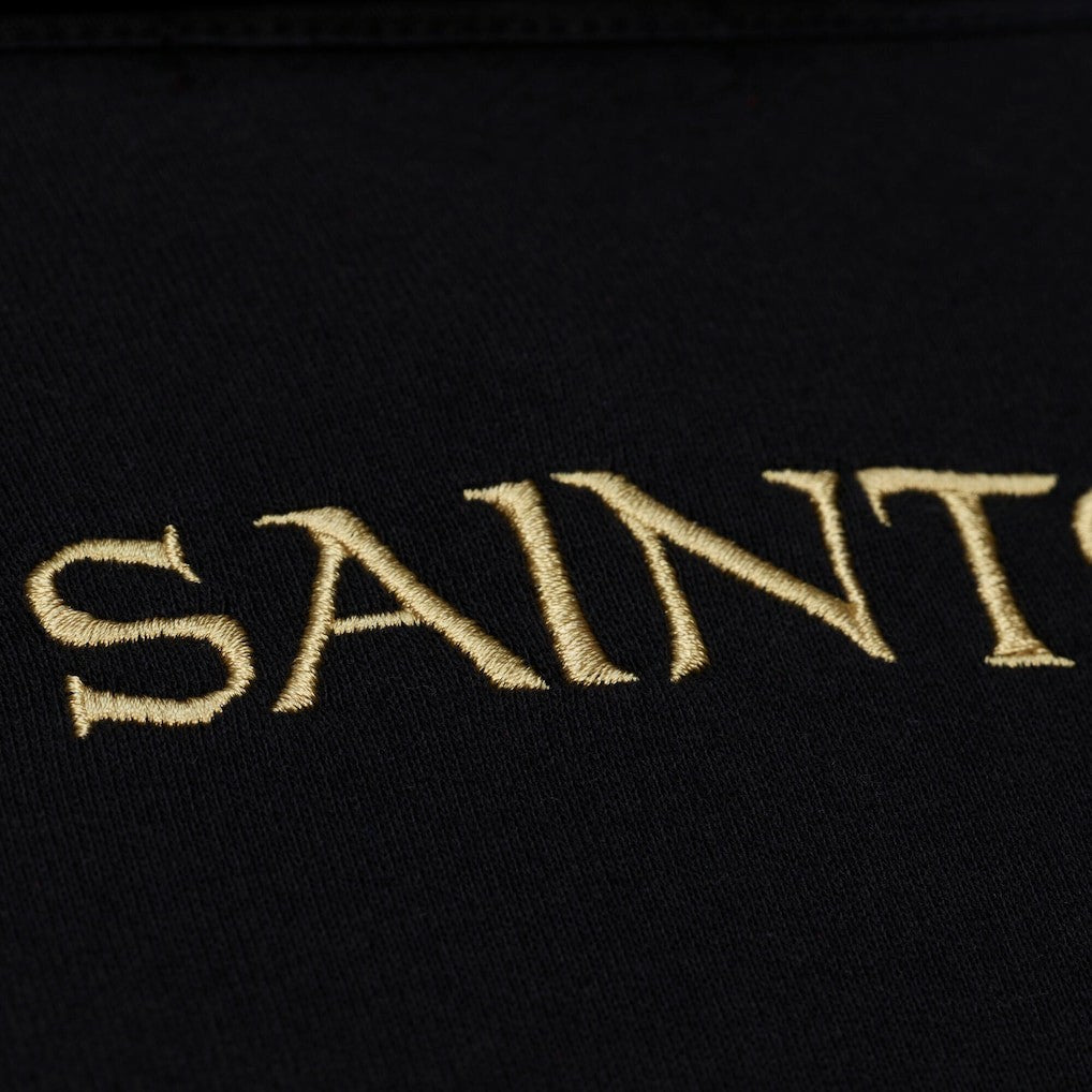 New Orleans Saints Women's Cropped Long Sleeve Rugby Polo Black - Mitchell & Ness